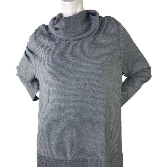 Adrienne Vittadini Steel Heather Gray Cowl Neck Tunic LS Sweater Oversized XXL - Picture 3 of 16